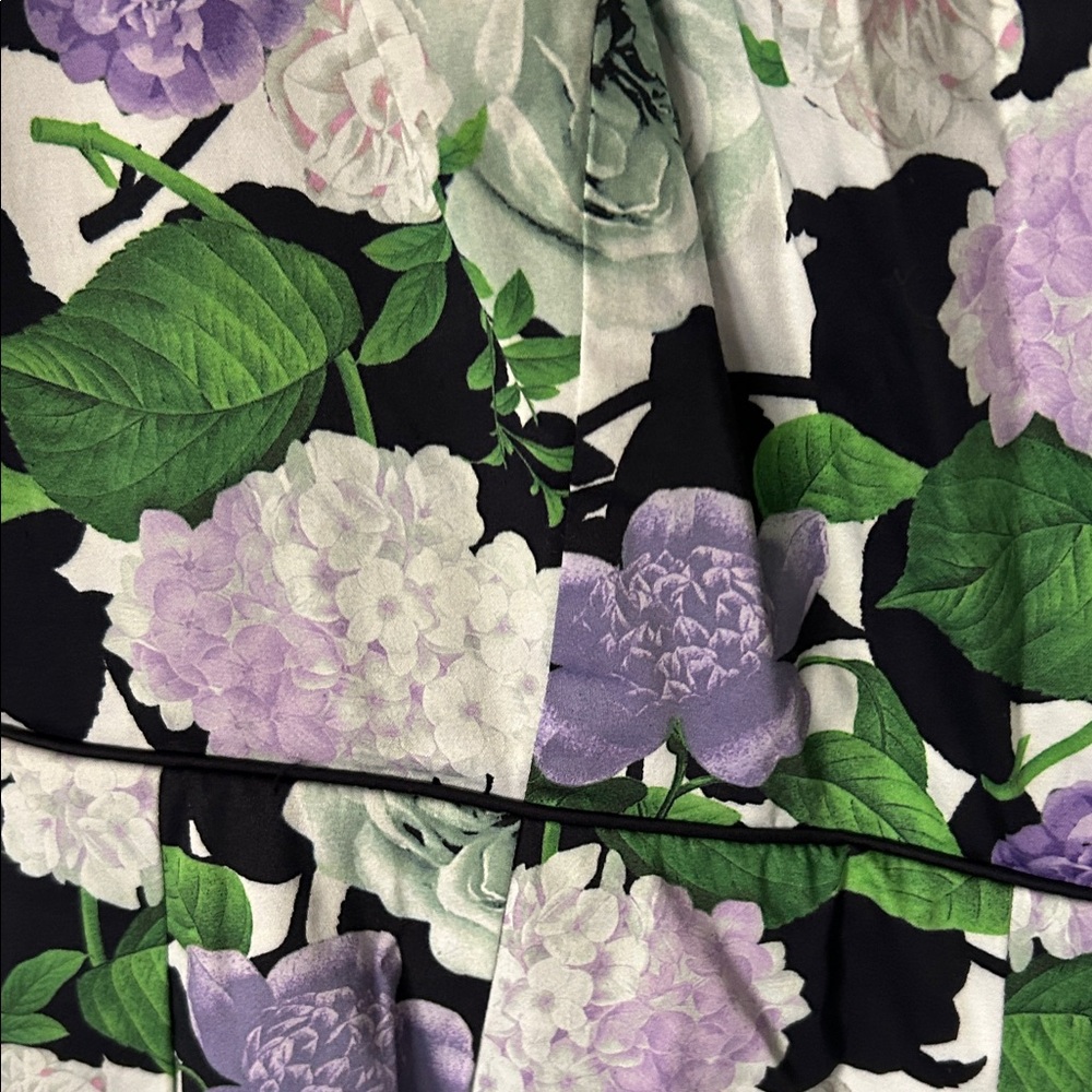 Talbots Cottagecore Floral Midi Dress - Black, Green, Purple, White - Picture 2 of 5
